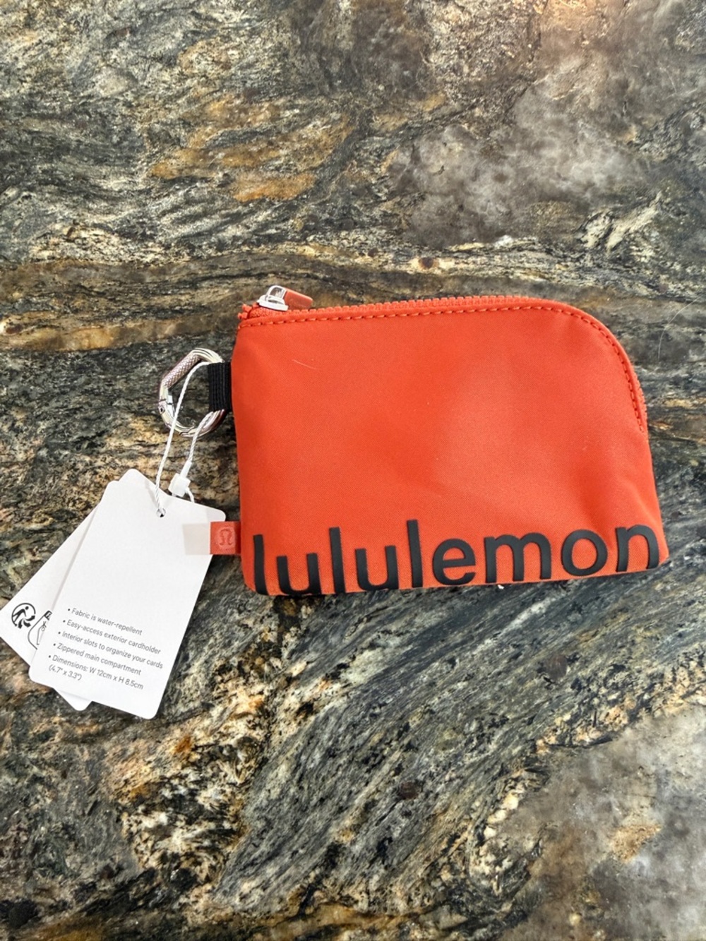 NWT Lululemon Clippable Card Pouch Orange Zip Wallet Keychain Clip Travel - Picture 15 of 15